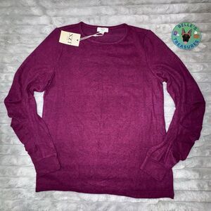NZT Nic +‎ Zoe XS Mulberry Purple Long Ruffle Sleeve Top Dark Romance Capsule